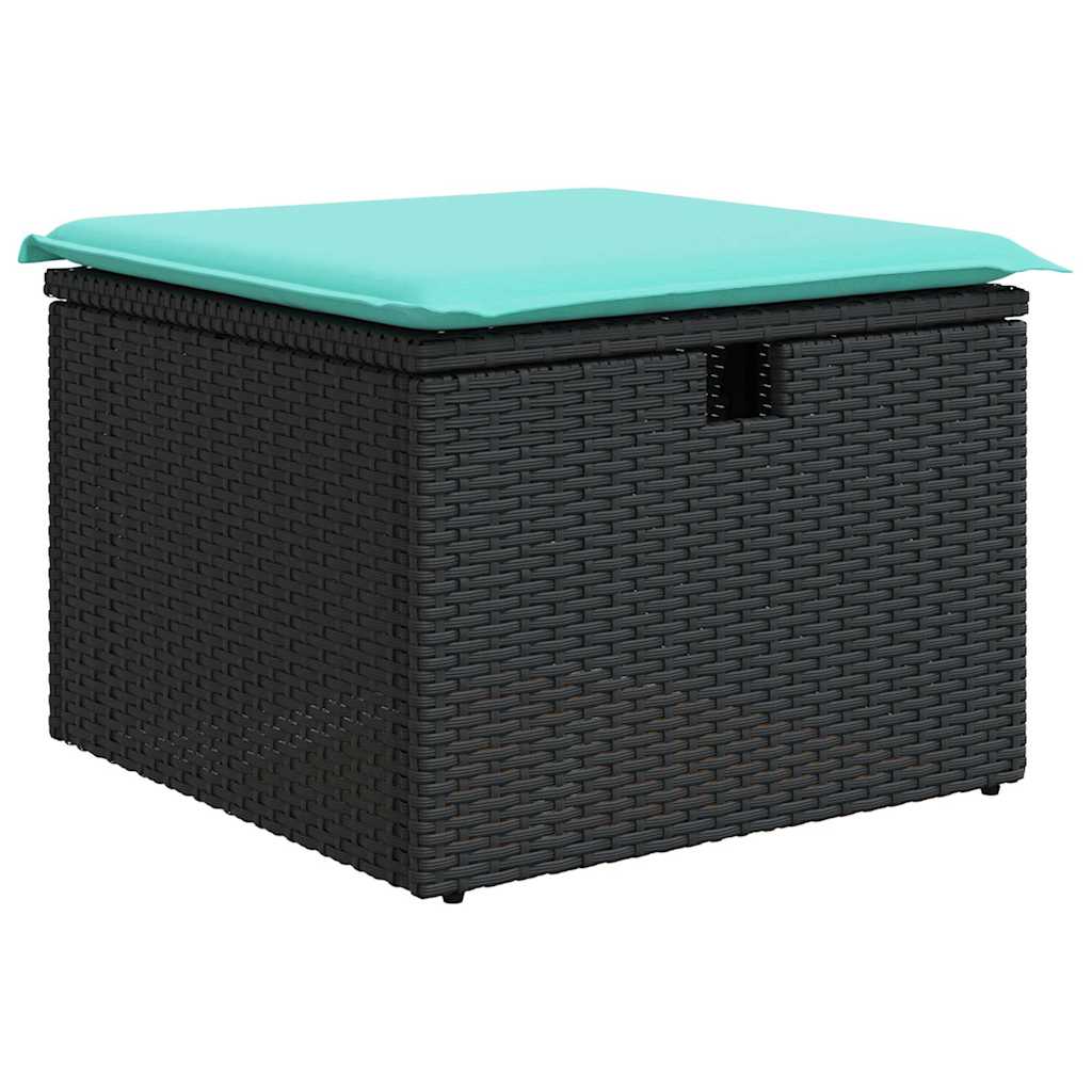 11-delige Loungeset met kussens poly rattan zwart