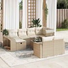 Tuinset 11-delig poly rattan beige met opbergruimte