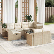 Tuinset 11-delig poly rattan beige met opbergruimte