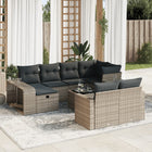 11-delige Loungeset met kussens poly rattan grijs