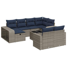 11-delige Loungeset met kussens poly rattan grijs