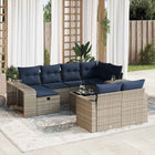 11-piece Loungeset with cushions poly rattan grey