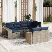 Loungeset poly rattan 11-delig grijs