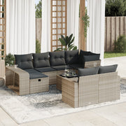 Loungeset 11-delig poly rattan lichtgrijs