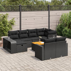 11-delige Loungeset met kussens poly rattan zwart