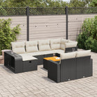 11-delige Loungeset met kussens poly rattan zwart