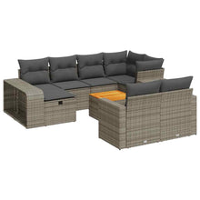 11-delige Loungeset met kussens poly rattan grijs