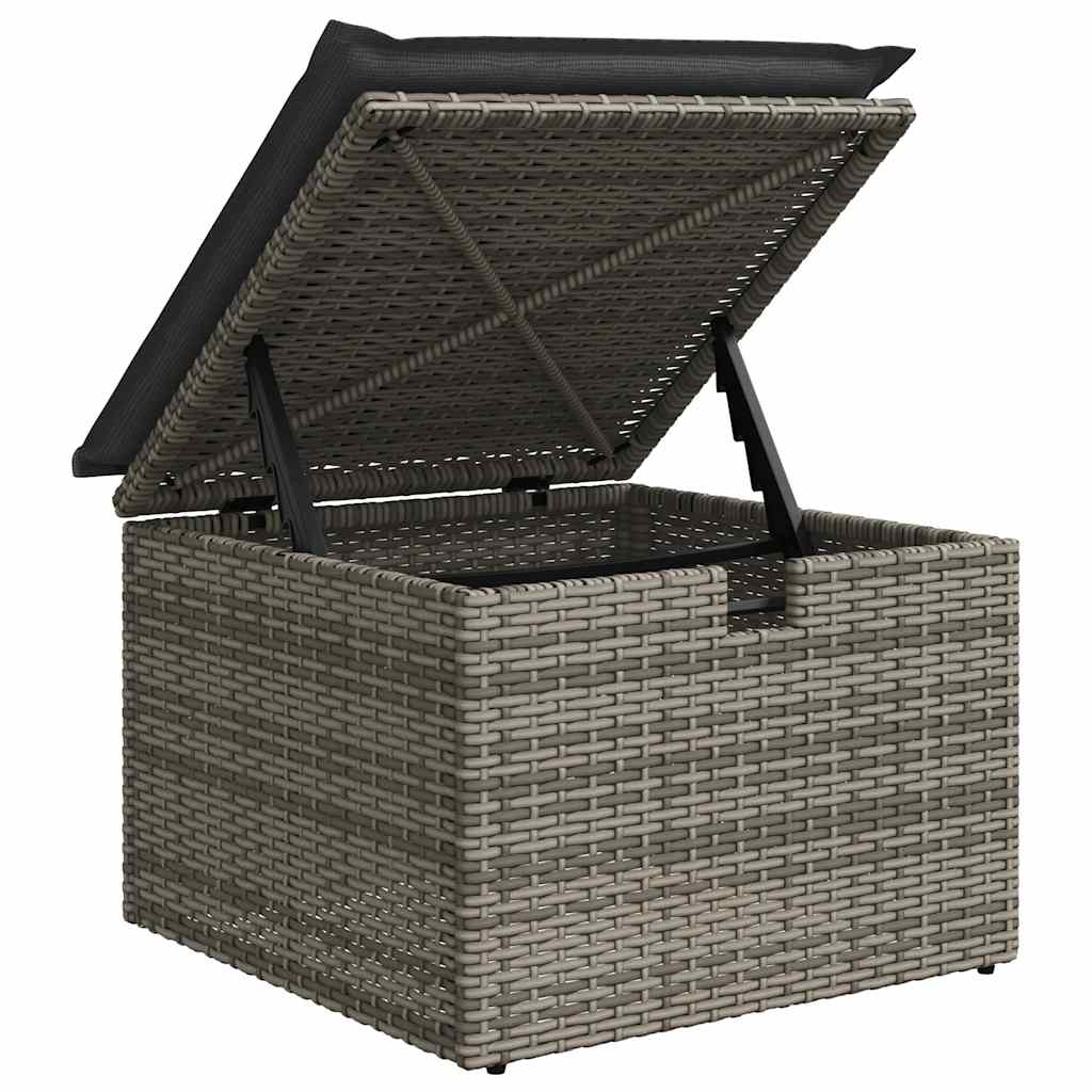 11-delige Loungeset met kussens poly rattan grijs