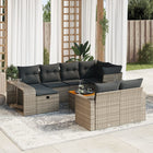 11-delige Loungeset met kussens poly rattan grijs