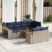 11-piece Loungeset with cushions poly rattan grey