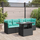 5-piece Lounge Set with Cushions Poly Rattan Acacia Black