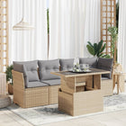 5-piece Loungeset with Cushions Poly Rattan Beige