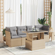 Loungeset 5-delig poly rattan beige