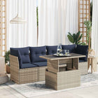 Loungeset 5-delig poly rattan acacia grijs