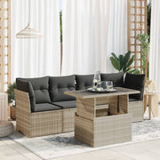 Loungeset 5-delig poly rattan lichtgrijs