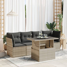 5-delige Loungeset met kussens poly rattan lichtgrijs