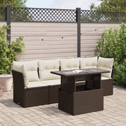 Loungeset 5-delig poly rattan bruin