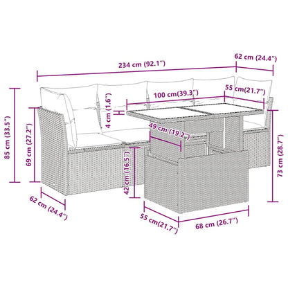 5-Delige Loungeset Met Kussens Poly Rattan Acacia 1 Bruin