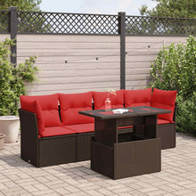 5-Delige Loungeset Met Kussens Poly Rattan Acacia 1 Bruin
