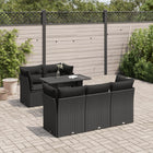 6-piece Lounge Set with Cushions Poly Rattan Black