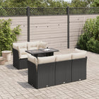 6-piece Lounge Set with Cushions Poly Rattan Black