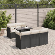 Loungeset 6-delig poly rattan zwart