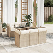 Loungeset 6-delig poly rattan beige