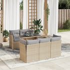 6-piece Lounge Set with cushions poly rattan beige