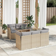 Loungeset 6-delig poly rattan beige