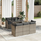 6-piece Lounge Set with Cushions Poly Rattan Grey