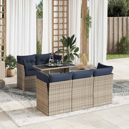 6-Delige Loungeset Met Kussens Poly Rattan Acacia Grijs