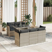 Loungeset 6-delig poly rattan lichtgrijs
