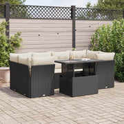 Loungeset 7-delig poly rattan zwart met opbergruimte