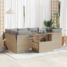 7-delige Loungeset met kussens poly rattan beige