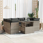 7-delige Loungeset met kussens poly rattan grijs