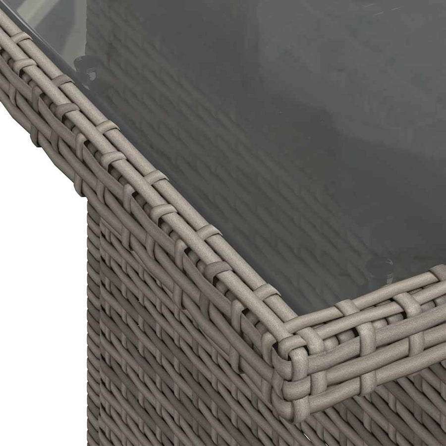 7-Delige Loungeset Met Kussens Poly Rattan Acacia Grijs