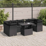 Loungeset 8-delig poly rattan zwart