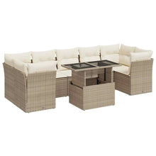 8-delige Loungeset met kussens poly rattan beige