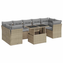 8-delige Loungeset met kussens poly rattan beige