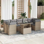 8-delige Loungeset met kussens poly rattan beige