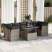 Loungeset 8-delig poly rattan grijs