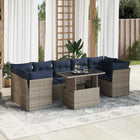 Loungeset poly rattan grijs 8-delig