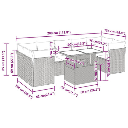 8-Delige Loungeset Met Kussens Poly Rattan Acacia 1 Bruin