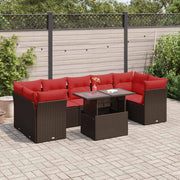 Loungeset 8-delig poly rattan bruin