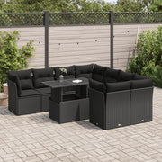Loungeset 9-delig poly rattan zwart