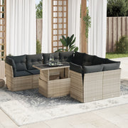 Loungeset 9-delig poly rattan lichtgrijs