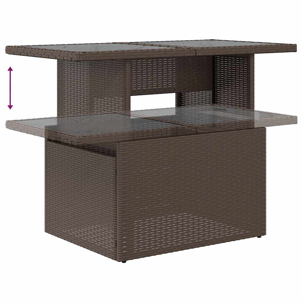 9-Delige Loungeset Met Kussens Poly Rattan Acacia 1 Bruin