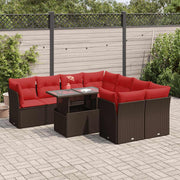 Loungeset 9-delig poly rattan bruin