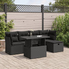 6-piece Lounge Set with Cushions Poly Rattan Black