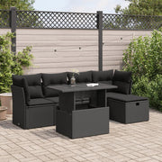 Loungeset 6-delig poly rattan zwart